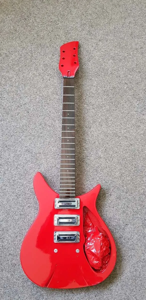 Electric guitar body in gloss red by Lee Niven, Dumfries