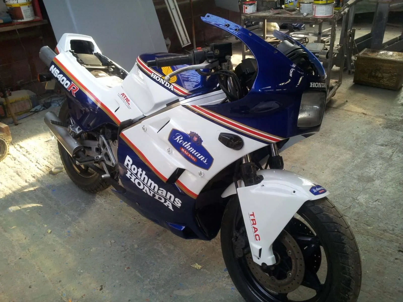 Honda motorcycle in Rothmans livery painted by Lee Niven, Dumfries