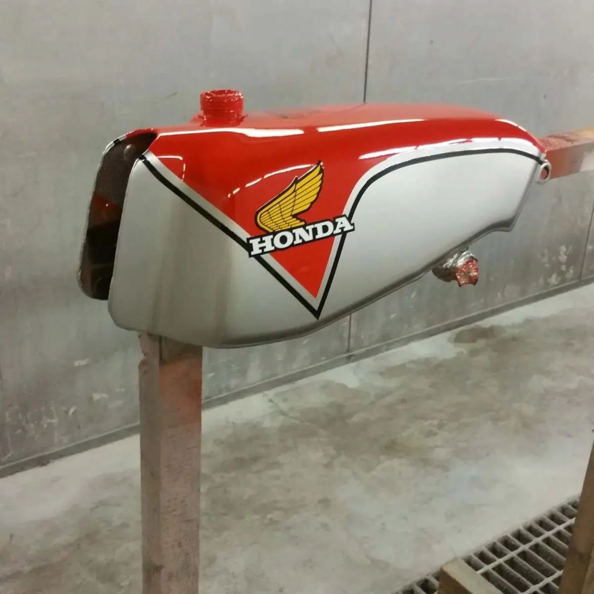 Honda tank in red and white by Lee Niven, Dumfries