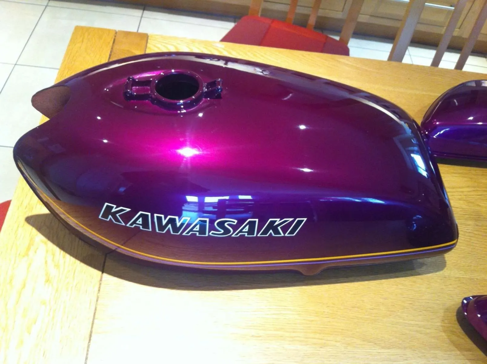 Kawasaki tank in candy purple by Lee Niven, Dumfries